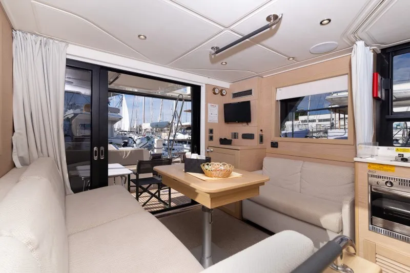 Salon of Ocean Dreamer, a Beneteau Swift Trawler 47 motor yacht at Grad Šibenik, Croatia