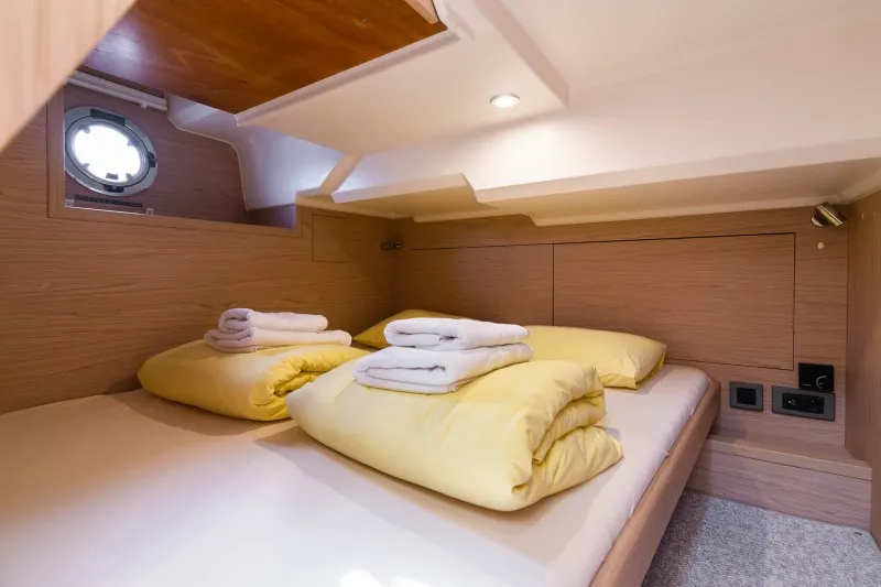 Cabin on Ocean Dreamer, a Beneteau Swift Trawler 47 motor yacht at Grad Šibenik, Croatia