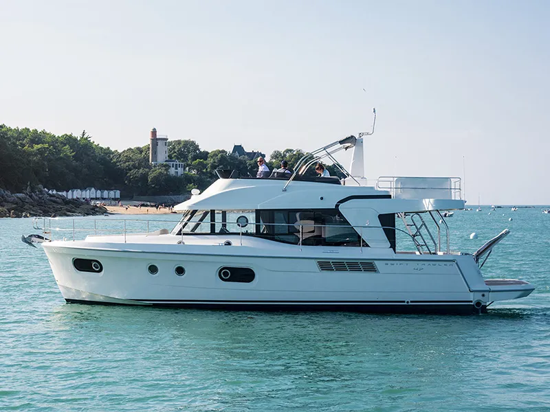 Exterior view of Ocean Dreamer, a Beneteau Swift Trawler 47 motor yacht at Grad Šibenik, Croatia
