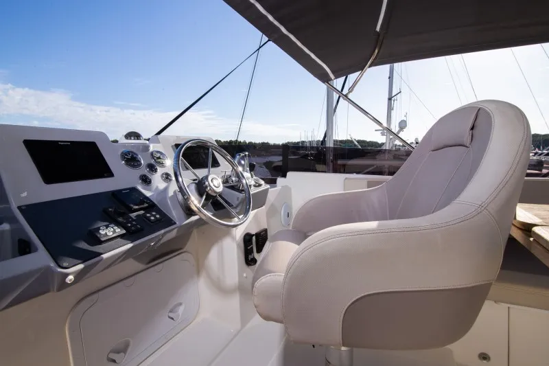 Cockpit of Ocean Dreamer, a Beneteau Swift Trawler 47 motor yacht at Grad Šibenik, Croatia