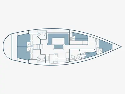 Floor plan of Lollipop, a Bavaria 50 sailboat at Municipal Unit of Lefkada, Greece