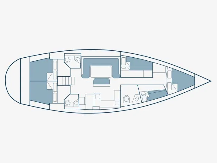 Floor plan of Lollipop, a Bavaria 50 sailboat at Municipal Unit of Lefkada, Greece