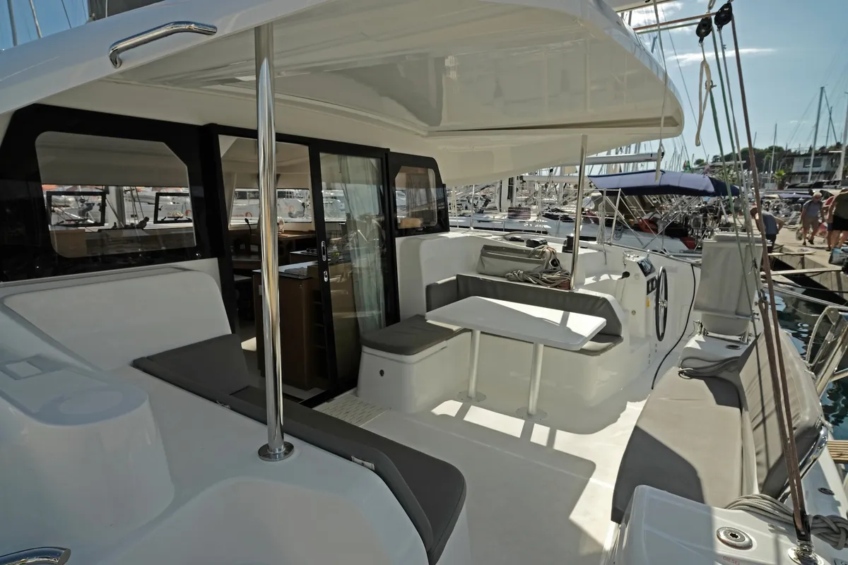 Head on Bronze Kiss, a Excess 11 - 4 + 1 + 1 cab. catamaran at Split, Croatia