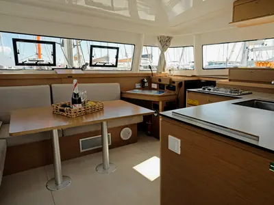 Salon of Bronze Kiss, a Excess 11 - 4 + 1 + 1 cab. catamaran at Split, Croatia