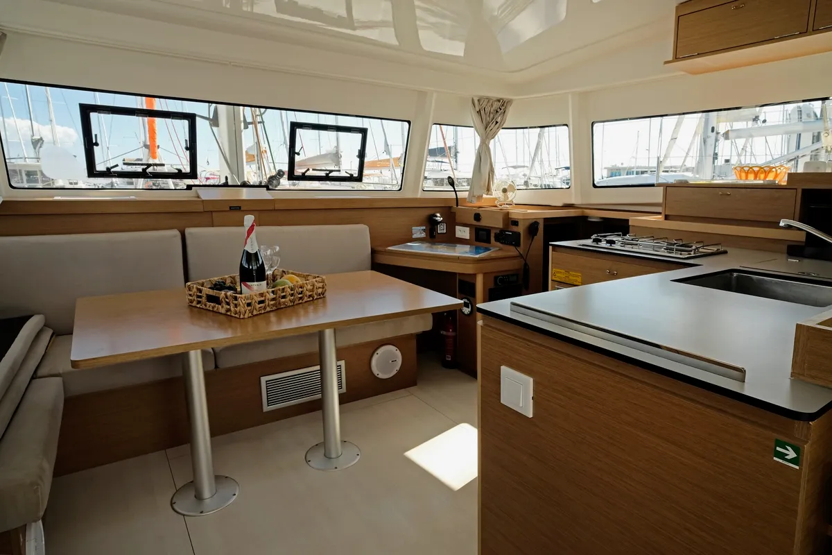 Salon of Bronze Kiss, a Excess 11 - 4 + 1 + 1 cab. catamaran at Split, Croatia