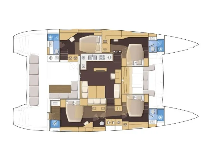 Floor plan of Lagoon 560 2011, a Lagoon 560 catamaran at Athens, Greece