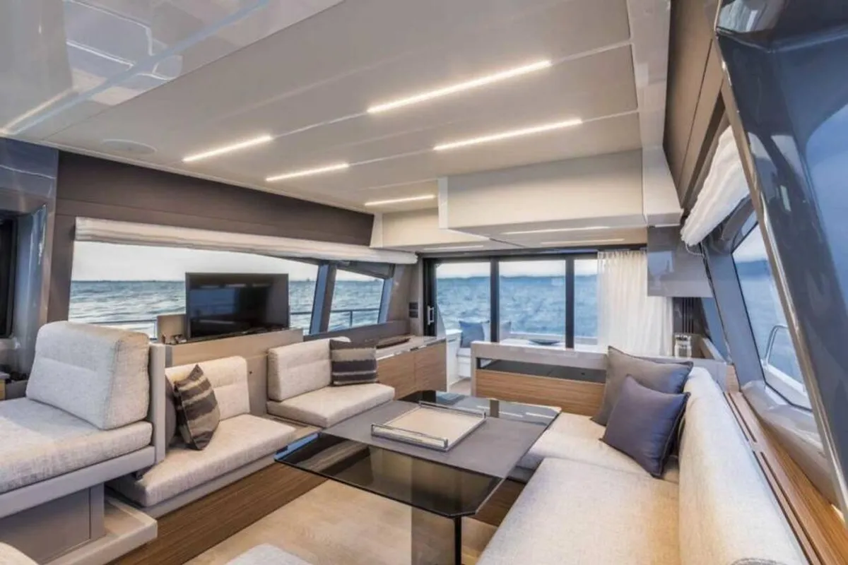 Salon of Dream, a Ferretti Yachts 450 motor yacht at Grad Šibenik, Croatia
