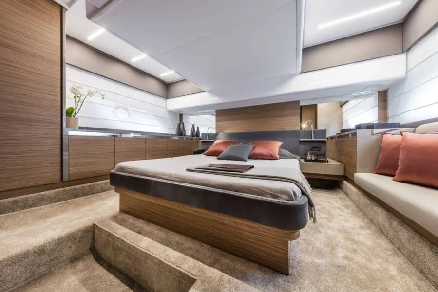 Cabin on Dream, a Ferretti Yachts 450 motor yacht at Grad Šibenik, Croatia