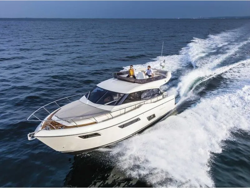 Exterior view of Dream, a Ferretti Yachts 450 motor yacht at Grad Šibenik, Croatia