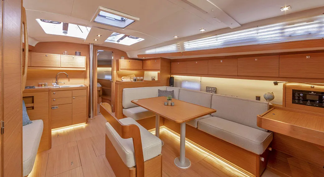 Salon of Trinity, a Dufour 430 sailboat at Athens, Greece