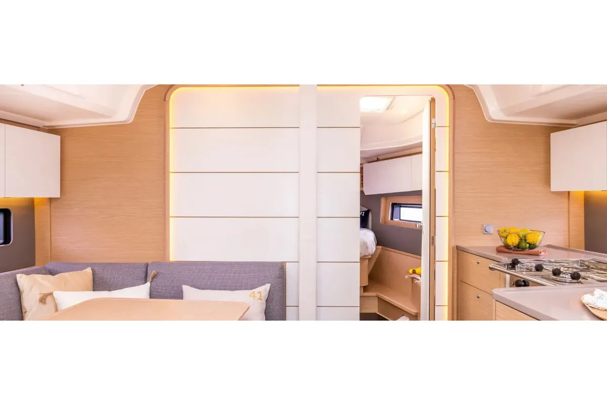 Salon of Sunsail 41.3 Premium Plus, a Dufour 41 sailboat at Dubrovnik, Croatia