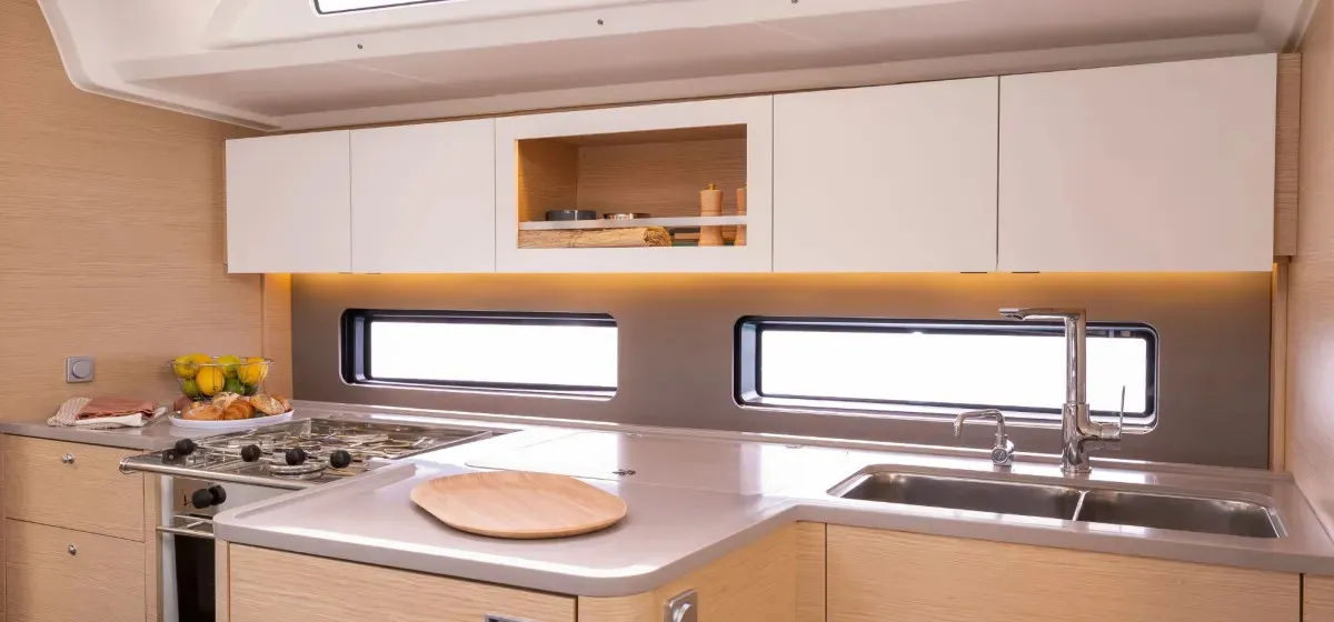 Galley of Sunsail 41.3 Premium Plus, a Dufour 41 sailboat at Dubrovnik, Croatia