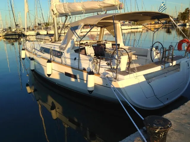 Exterior view of Naya, a Beneteau Oceanis 45 sailboat at Parikia, Greece