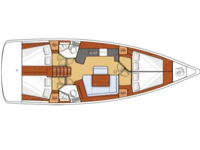 Floor plan of Naya, a Beneteau Oceanis 45 sailboat at Parikia, Greece
