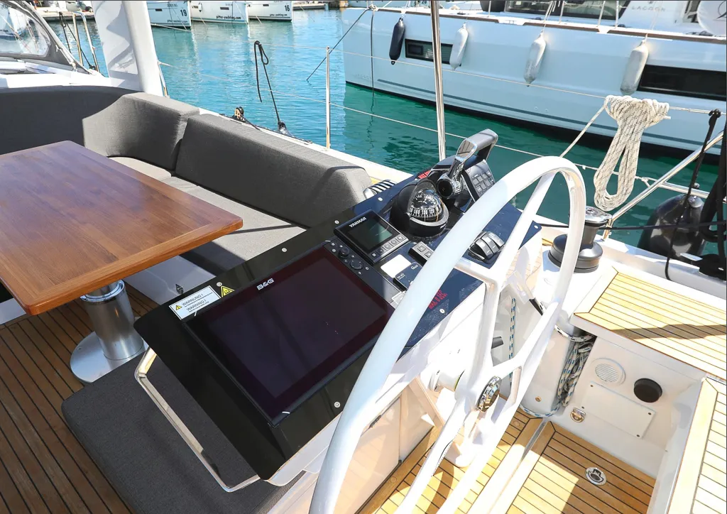 Cockpit of I'm Alone, a Hanse 460 sailboat at Pirovac, Croatia
