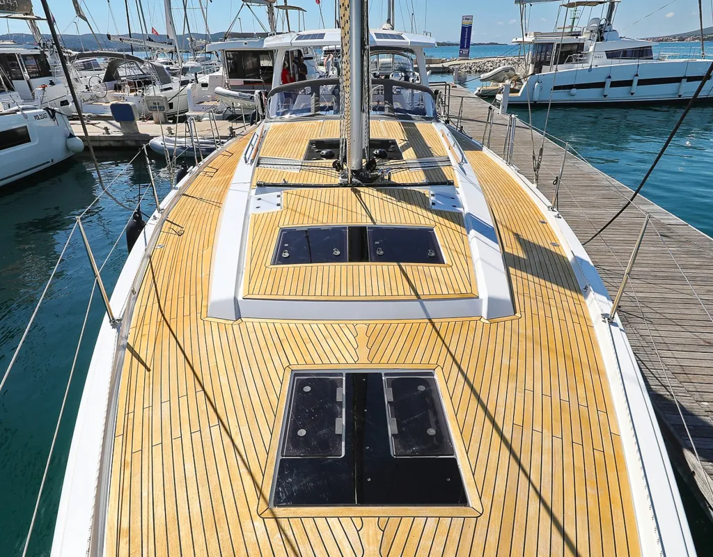 Deck of I'm Alone, a Hanse 460 sailboat at Pirovac, Croatia