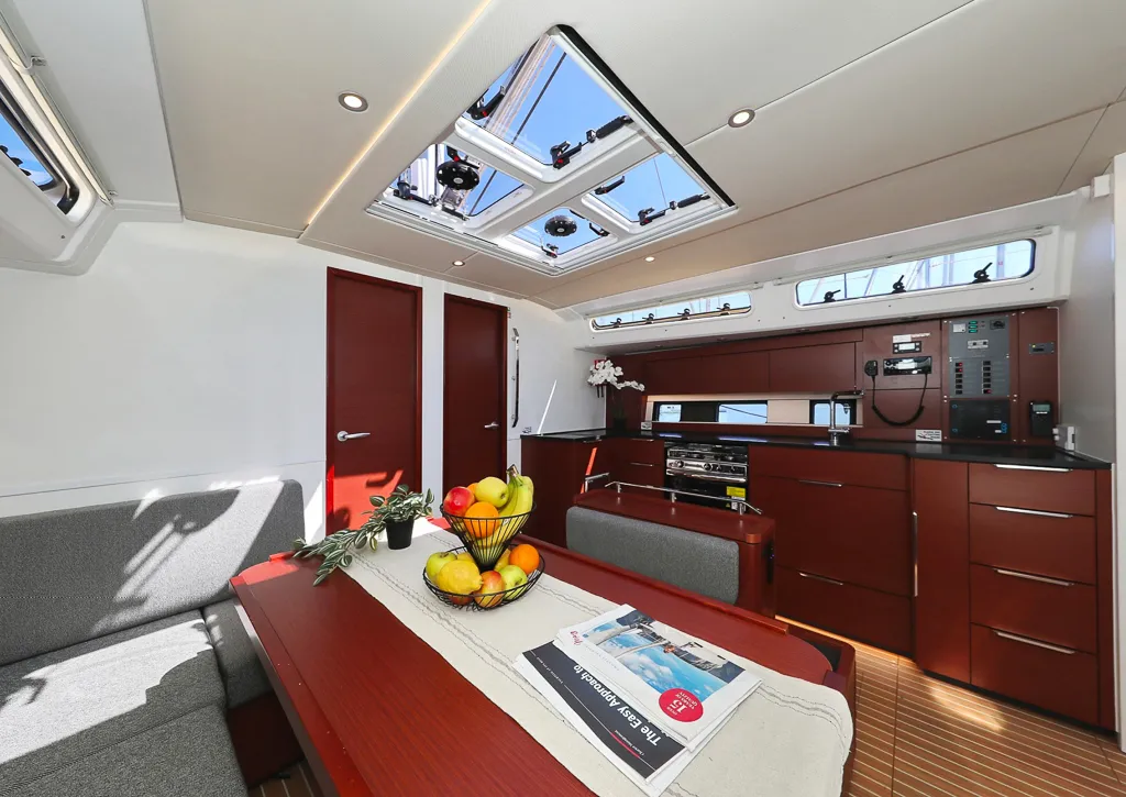 Salon of I'm Alone, a Hanse 460 sailboat at Pirovac, Croatia
