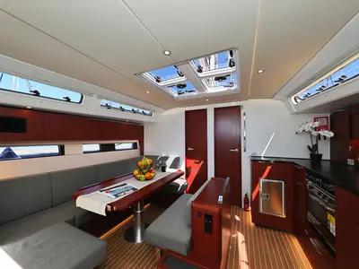 Salon of I'm Alone, a Hanse 460 sailboat at Pirovac, Croatia