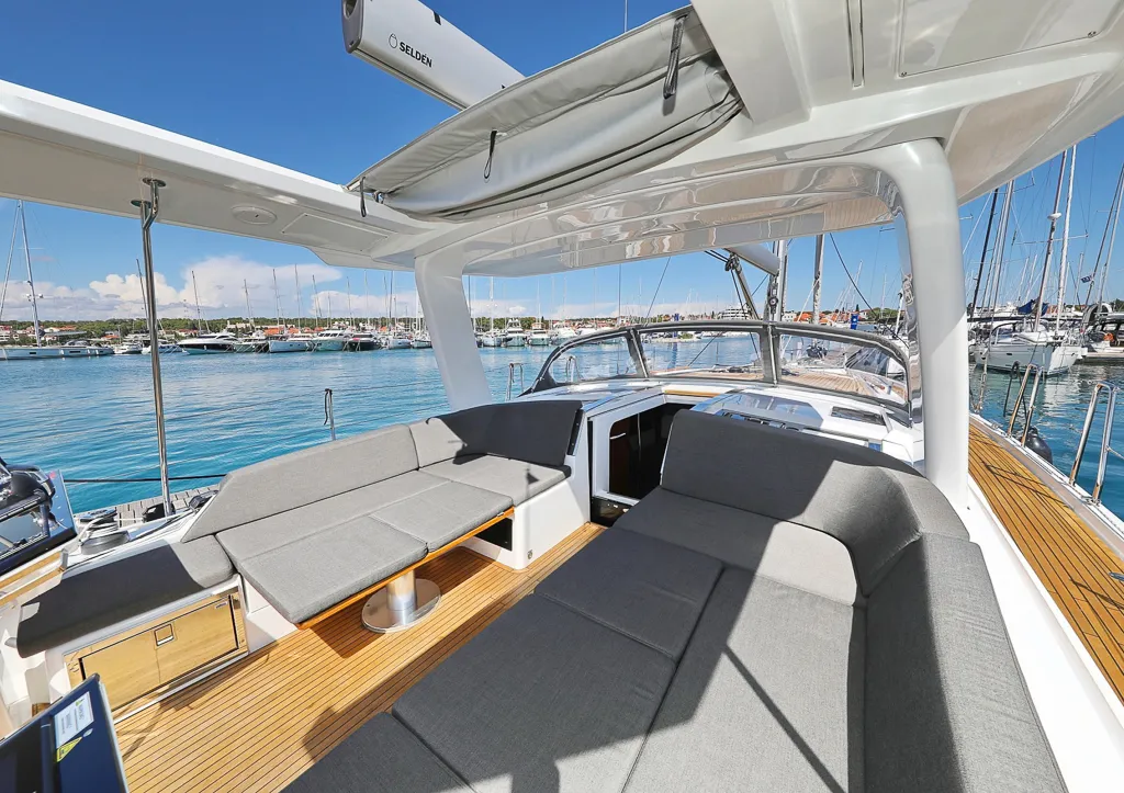 Deck of I'm Alone, a Hanse 460 sailboat at Pirovac, Croatia