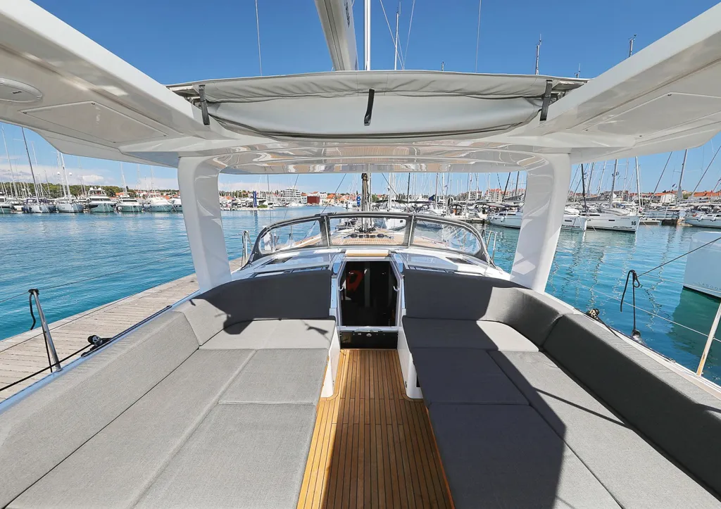 Deck of I'm Alone, a Hanse 460 sailboat at Pirovac, Croatia