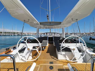 Cockpit of I'm Alone, a Hanse 460 sailboat at Pirovac, Croatia