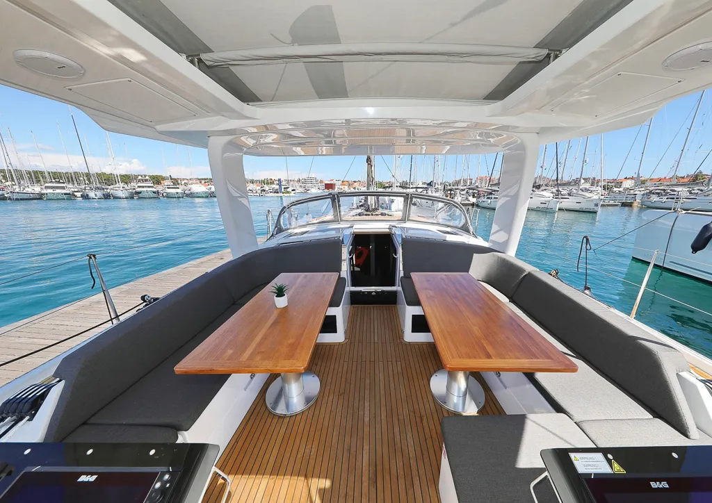 Deck of I'm Alone, a Hanse 460 sailboat at Pirovac, Croatia