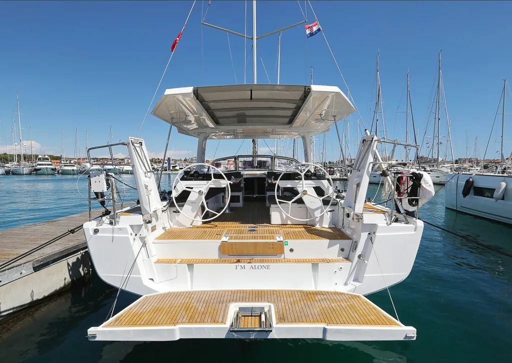 Exterior view of I'm Alone, a Hanse 460 sailboat at Pirovac, Croatia
