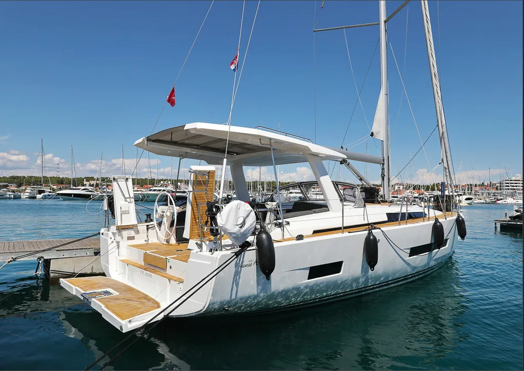 Exterior view of I'm Alone, a Hanse 460 sailboat at Pirovac, Croatia