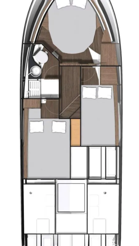 Floor plan of Talos, a Jeanneau Merry Fisher 1095 motorboat at Grad Biograd na Moru, Croatia