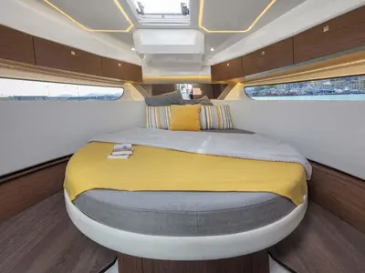 Cabin on Talos, a Jeanneau Merry Fisher 1095 motorboat at Grad Biograd na Moru, Croatia