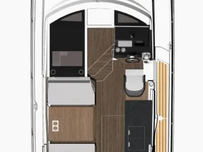 Floor plan of Talos, a Jeanneau Merry Fisher 1095 motorboat at Grad Biograd na Moru, Croatia
