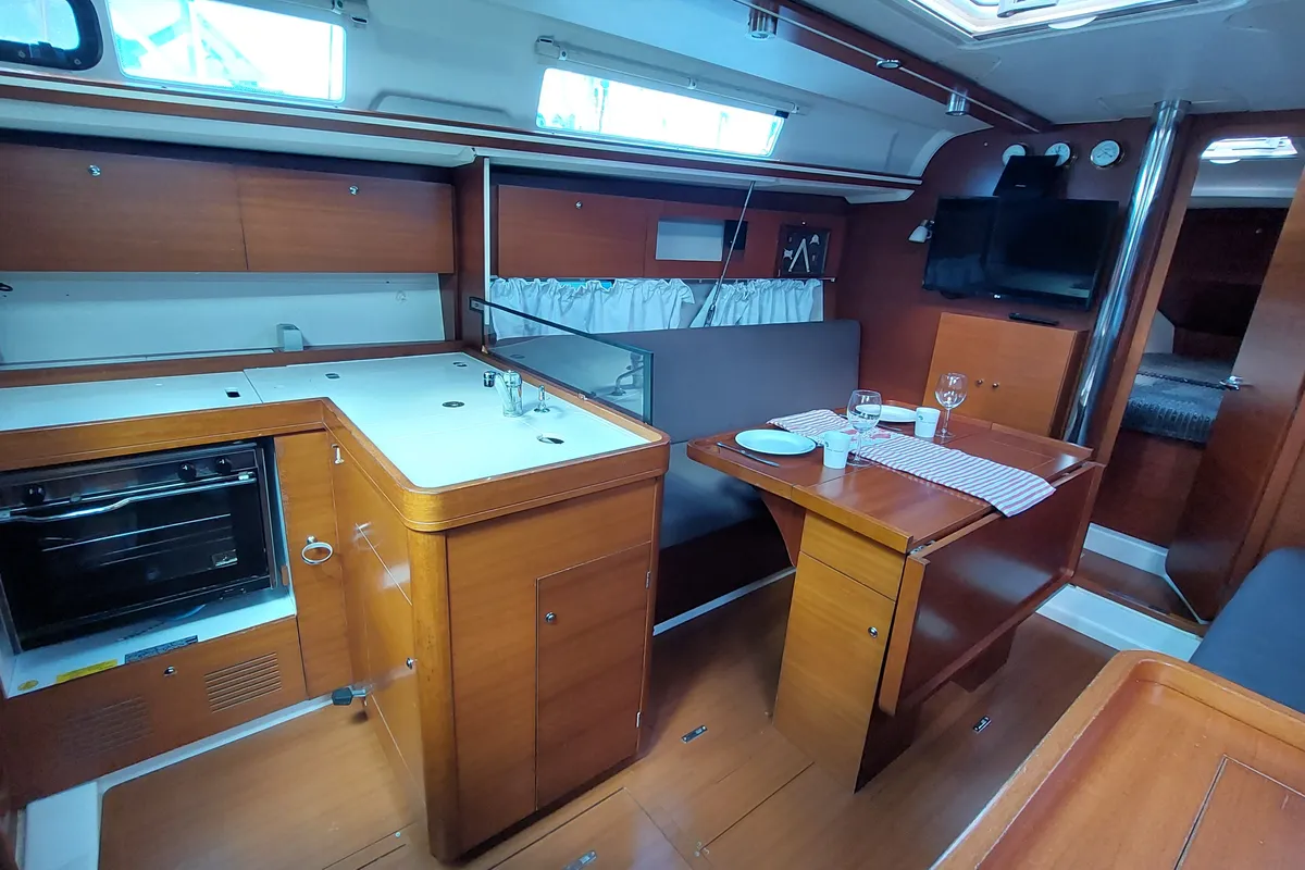 Galley of Caprice 2, a Dufour 335 Grand Large sailboat at Rosignano Solvay, Italy
