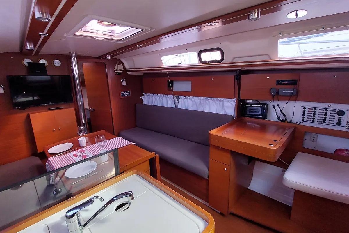 Galley of Caprice 2, a Dufour 335 Grand Large sailboat at Rosignano Solvay, Italy