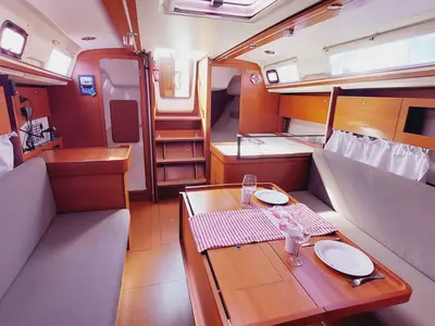 Salon of Caprice 2, a Dufour 335 Grand Large sailboat at Rosignano Solvay, Italy