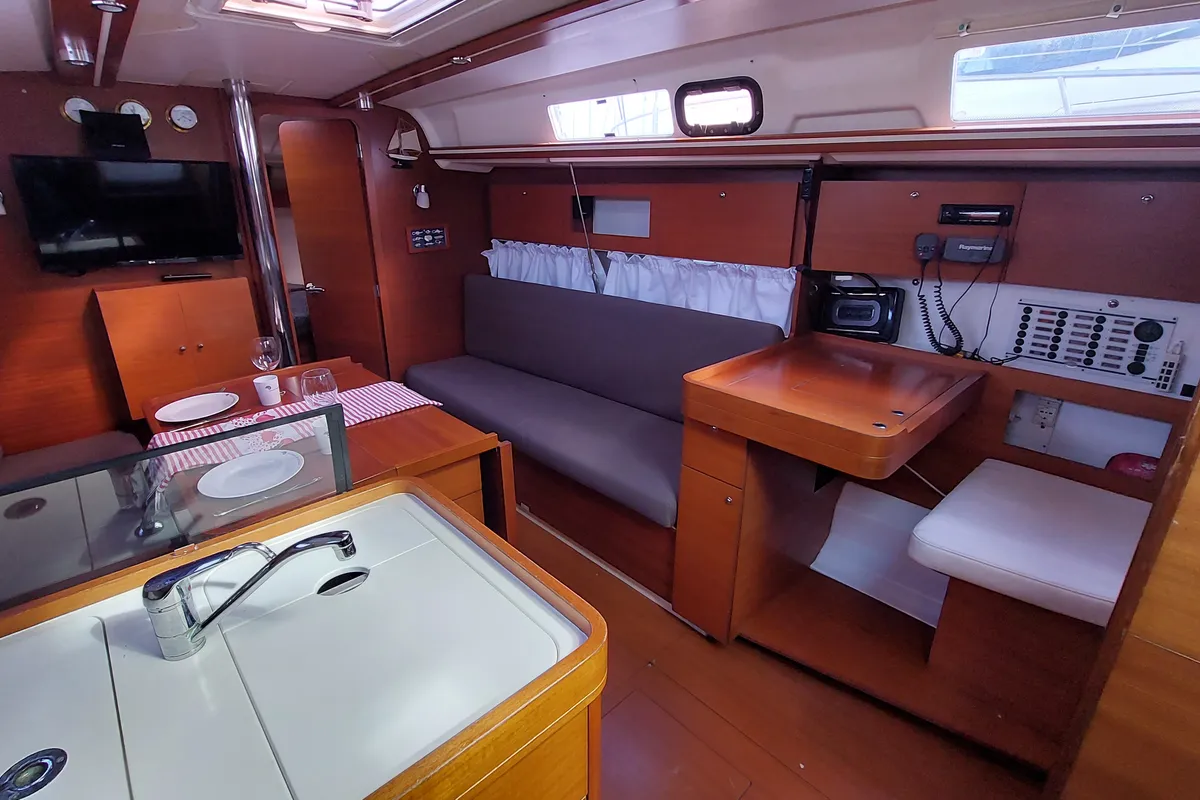 Galley of Caprice 2, a Dufour 335 Grand Large sailboat at Rosignano Solvay, Italy