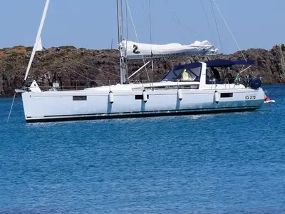 Exterior view of Allegra, a Beneteau Oceanis 48 sailboat at Cagliari, Italy
