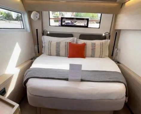 Cabin on Lady G, a Lagoon 51 catamaran at Salerno, Italy