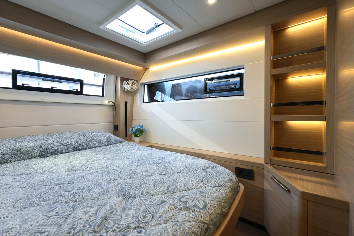 Cabin on Lady G, a Lagoon 51 catamaran at Salerno, Italy