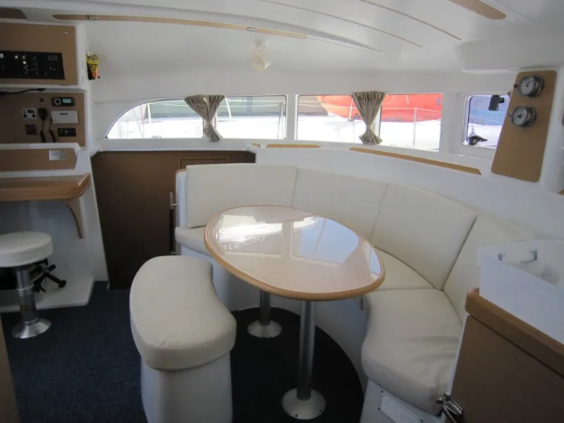 Salon of ThunderCat, a Lagoon 380 catamaran at Lavreotiki Municipal Unit, Greece