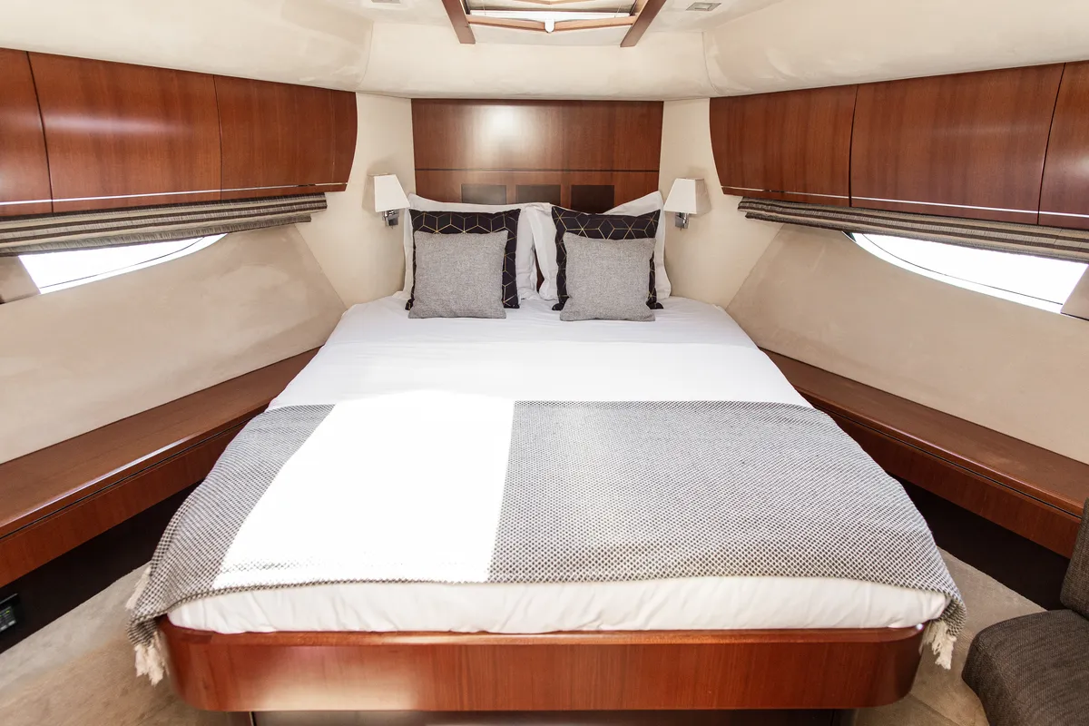 Cabin on Le Chiffre, a Galeon 640 Fly motor yacht at Grad Šibenik, Croatia