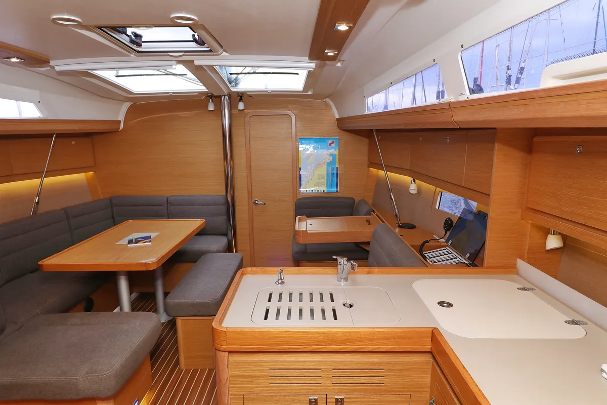 Salon of La Vie, a Dufour 412 GL sailboat at Grad Biograd na Moru, Croatia