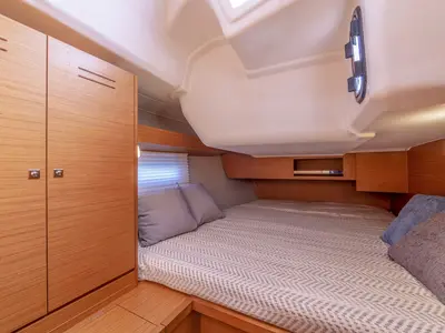 Cabin on Sandra, a Dufour 430 GL sailboat at Marmaris, Turkey