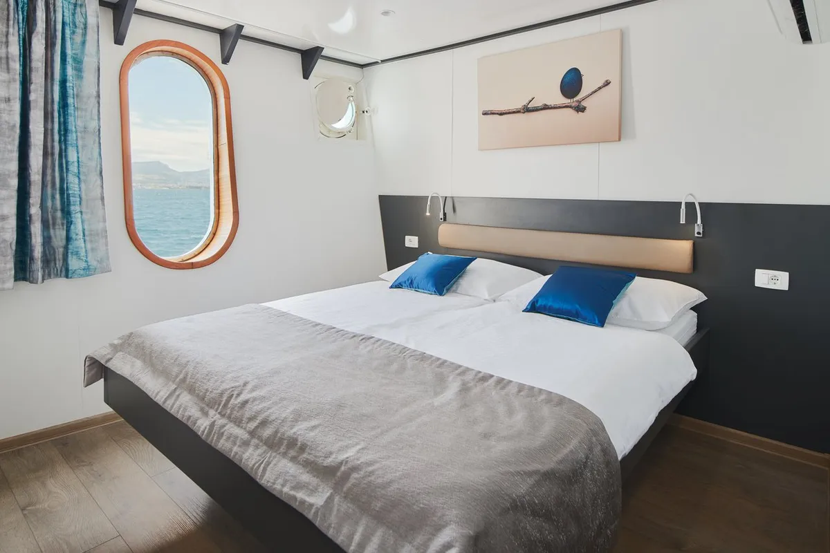 Cabin on Lupus Mare, a Custom Made Lupus Mare motorboat at Split, Croatia