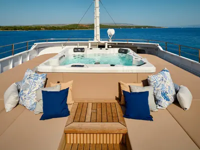 Salon of Lupus Mare, a Custom Made Lupus Mare motorboat at Split, Croatia