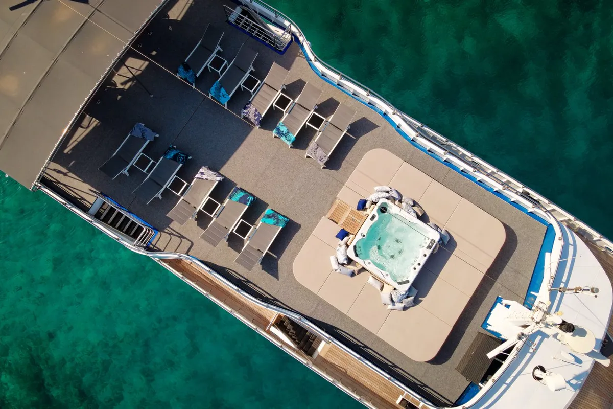 Deck of Lupus Mare, a Custom Made Lupus Mare motorboat at Split, Croatia