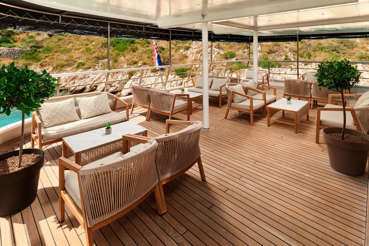 Deck of Lupus Mare, a Custom Made Lupus Mare motorboat at Split, Croatia