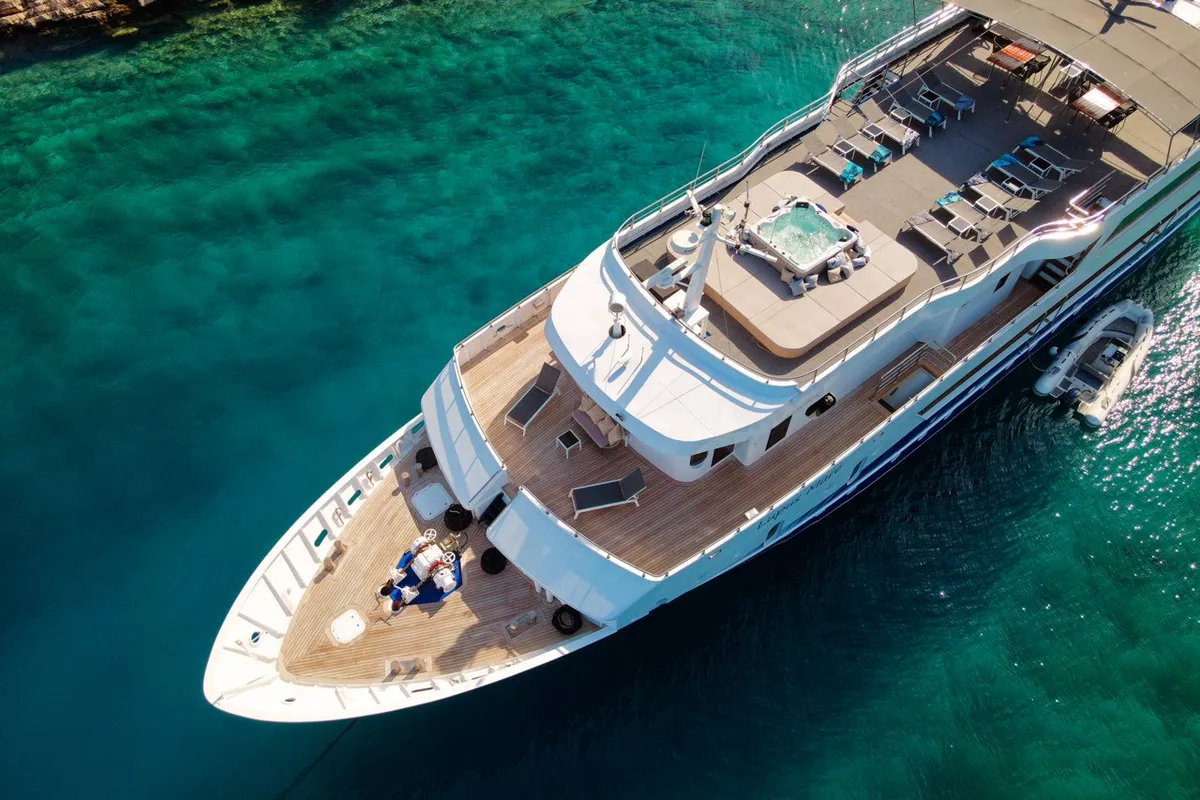 Deck of Lupus Mare, a Custom Made Lupus Mare motorboat at Split, Croatia