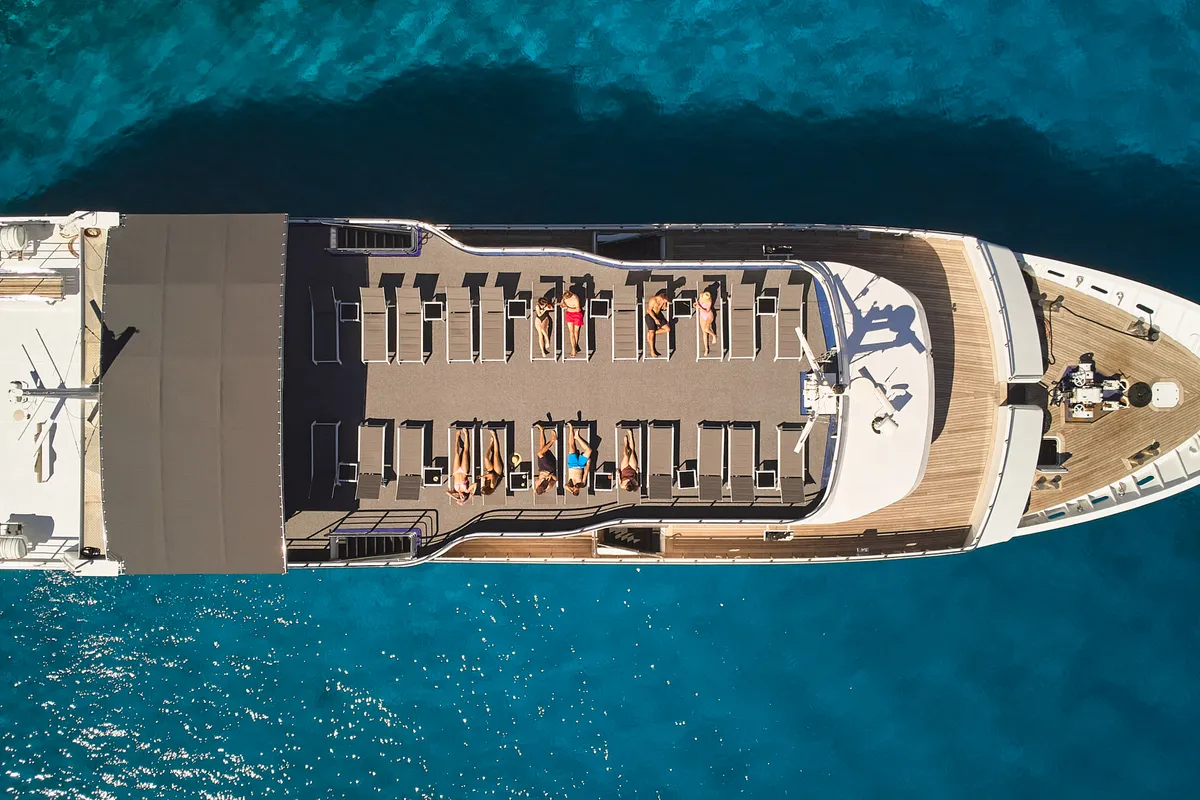Deck of Lupus Mare, a Custom Made Lupus Mare motorboat at Split, Croatia