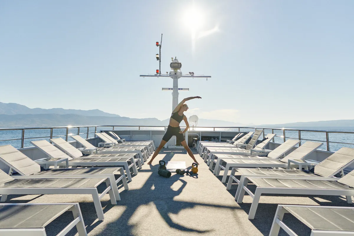 Deck of Lupus Mare, a Custom Made Lupus Mare motorboat at Split, Croatia