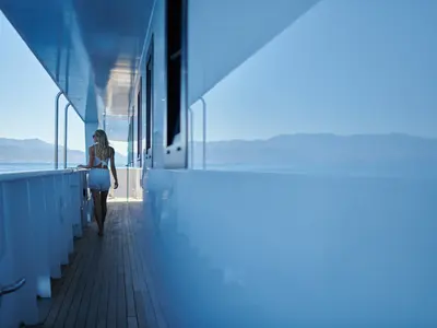 Deck of Lupus Mare, a Custom Made Lupus Mare motorboat at Split, Croatia